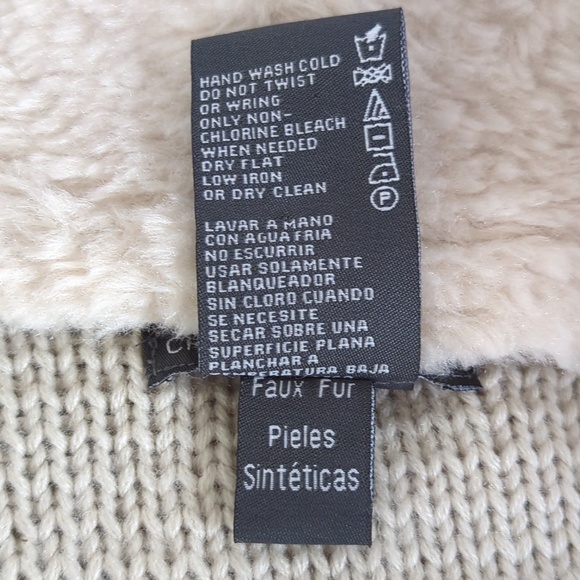 Off-White Faux Fur Knit Sweater Jacket SZ M - Picture 12 of 12